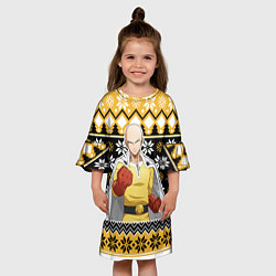 Платье клеш для девочки One-Punch Man sweater, цвет: 3D-принт — фото 2