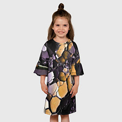 Платье клеш для девочки Чёрно-жёлтый камень, цвет: 3D-принт — фото 2
