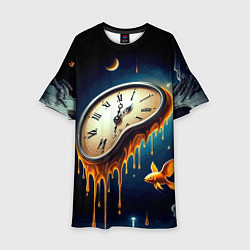 Платье клеш для девочки Течение времени - сюрреализм, цвет: 3D-принт