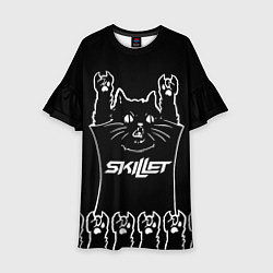 Платье клеш для девочки Skillet: cat rock, цвет: 3D-принт