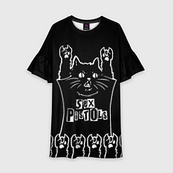 Платье клеш для девочки Sex Pistols: cat rock, цвет: 3D-принт