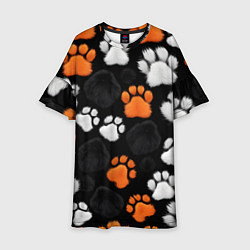 Платье клеш для девочки Мохнатые лапки, цвет: 3D-принт