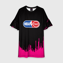 Платье клеш для девочки NBA розовые краски, цвет: 3D-принт