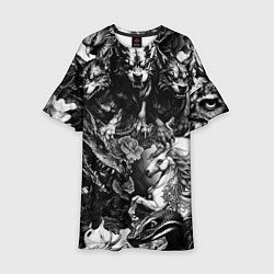 Платье клеш для девочки Дракон и другие мифические существа в стиле тату, цвет: 3D-принт