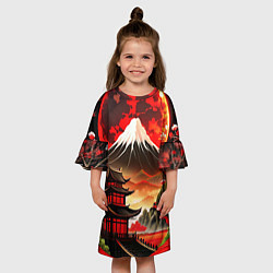 Платье клеш для девочки Коллаж Японской природы, цвет: 3D-принт — фото 2