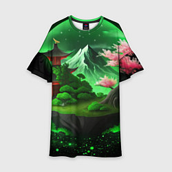 Платье клеш для девочки Green nature Japan, цвет: 3D-принт