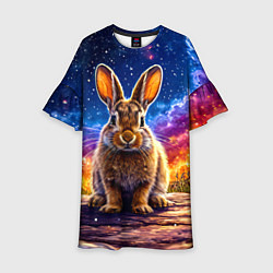 Платье клеш для девочки Зачик и космическое небо, цвет: 3D-принт