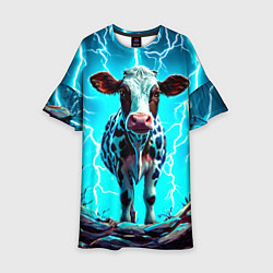 Платье клеш для девочки Корова в разрядах молнии, цвет: 3D-принт