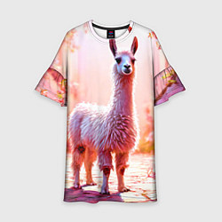 Платье клеш для девочки Альпака в розовом, цвет: 3D-принт