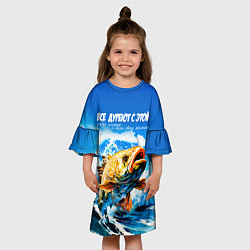 Платье клеш для девочки Все дуреют с этой рыбки золотой, цвет: 3D-принт — фото 2