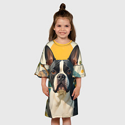 Платье клеш для девочки Бульдог и лето, цвет: 3D-принт — фото 2