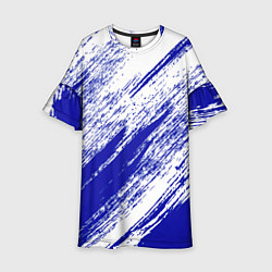 Платье клеш для девочки The color is white and blue, цвет: 3D-принт