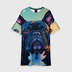 Платье клеш для девочки Вечер и бульдог, цвет: 3D-принт