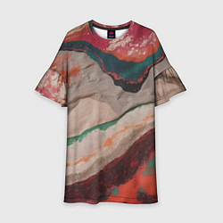 Платье клеш для девочки Абстракция из бумаги и краски, цвет: 3D-принт