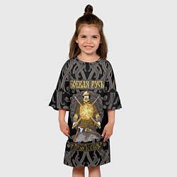 Платье клеш для девочки Боевая Русь русский богатырь, цвет: 3D-принт — фото 2