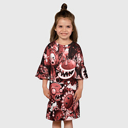 Платье клеш для девочки Растения против зомби в красном цвете, цвет: 3D-принт — фото 2