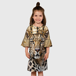 Платье клеш для девочки Королевский леопард, цвет: 3D-принт — фото 2