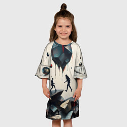 Платье клеш для девочки Сюрреалистичные люди и камни, цвет: 3D-принт — фото 2