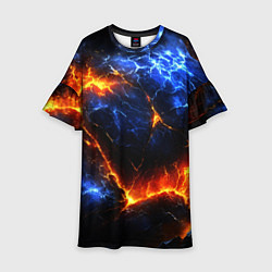 Платье клеш для девочки Лада и лед в разломе плит, цвет: 3D-принт