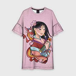 Платье клеш для девочки Красивая Мулан и Мушу - big pictures, цвет: 3D-принт
