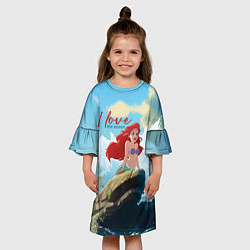 Платье клеш для девочки Ariel I love the ocean - русалка - beautiful big p, цвет: 3D-принт — фото 2