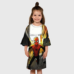Платье клеш для девочки Бегущий человек - паук, цвет: 3D-принт — фото 2