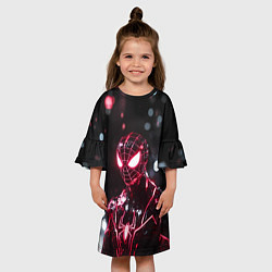 Платье клеш для девочки Человек-паук в красно-черном костюме, цвет: 3D-принт — фото 2