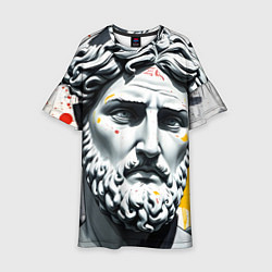 Платье клеш для девочки Античный портрет и краска, цвет: 3D-принт