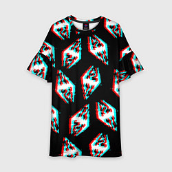 Платье клеш для девочки Skyrim glitch logo patten, цвет: 3D-принт