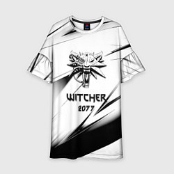 Платье клеш для девочки Ведьмак stripes, цвет: 3D-принт