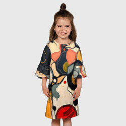 Платье клеш для девочки Абстракция с кругами и краской, цвет: 3D-принт — фото 2