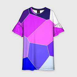 Платье клеш для девочки Сине-розовый крупные фрагменты, цвет: 3D-принт