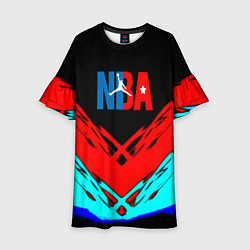 Платье клеш для девочки NBA краски геометрия, цвет: 3D-принт