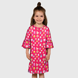 Платье клеш для девочки Skzoo pattern pink, цвет: 3D-принт — фото 2