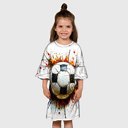 Платье клеш для девочки Футбольный мяч на белом, цвет: 3D-принт — фото 2