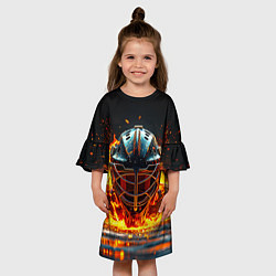 Платье клеш для девочки Голкипер в огне, цвет: 3D-принт — фото 2