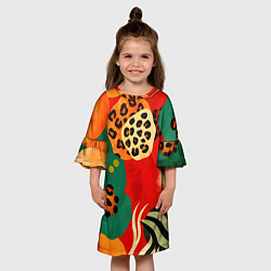 Платье клеш для девочки Анималистичный африканский паттерн, цвет: 3D-принт — фото 2