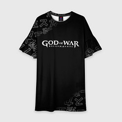 Платье клеш для девочки Бог войны японские символы, цвет: 3D-принт