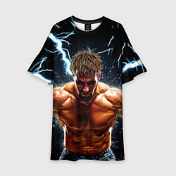 Платье клеш для девочки Рестлер в молниях, цвет: 3D-принт