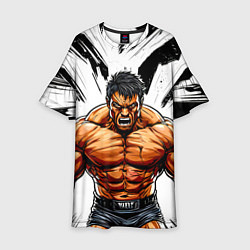 Платье клеш для девочки Мощный реслер, цвет: 3D-принт