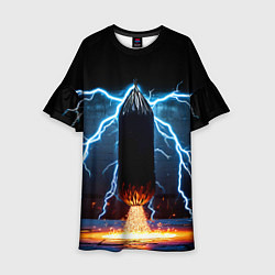 Платье клеш для девочки Боксерская груша и молния, цвет: 3D-принт