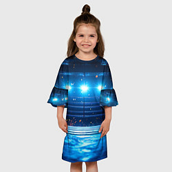 Платье клеш для девочки Синий ринг в огне, цвет: 3D-принт — фото 2