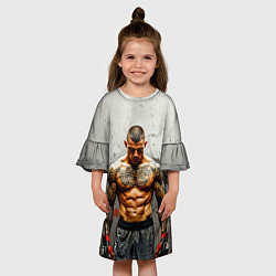 Платье клеш для девочки Дастин Порье на сером, цвет: 3D-принт — фото 2