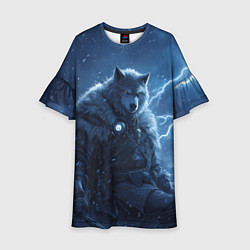Платье клеш для девочки Волк повелитель молний, цвет: 3D-принт