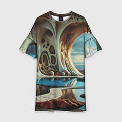 Платье клеш для девочки Современная пещера, цвет: 3D-принт