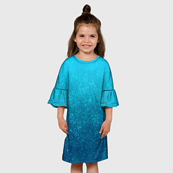 Платье клеш для девочки Лазурный голубой текстурный градиент, цвет: 3D-принт — фото 2
