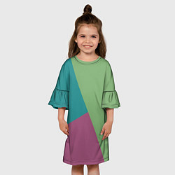 Платье клеш для девочки Сине-зелёно-розовый тёмный трёхцветный, цвет: 3D-принт — фото 2