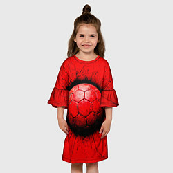 Платье клеш для девочки Красный гандбольный мяч, цвет: 3D-принт — фото 2