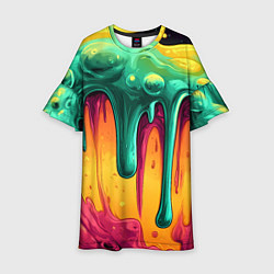 Детское платье Зелено-оранжевая клякса