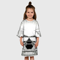 Платье клеш для девочки Гребля чб, цвет: 3D-принт — фото 2